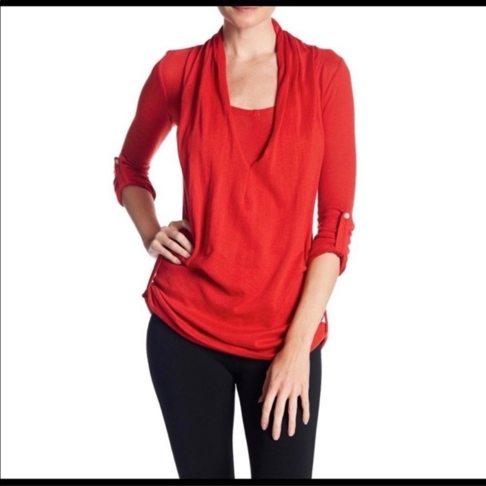 SATVA Devi Drape Sweater in Molten Lava